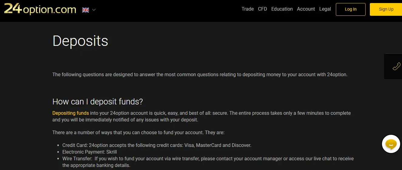 24option Reviews - Deposits
