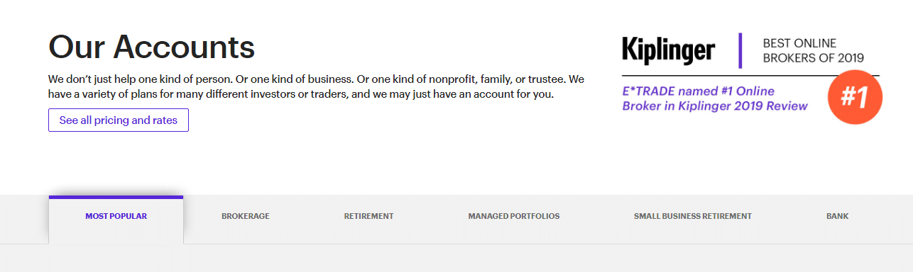 E*Trade Reviews - Accounts