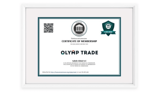 Olymp Trade Reviews - Certificate of membership