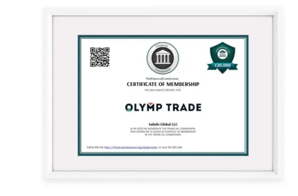 Olymp Trade Reviews - Certificate of membership