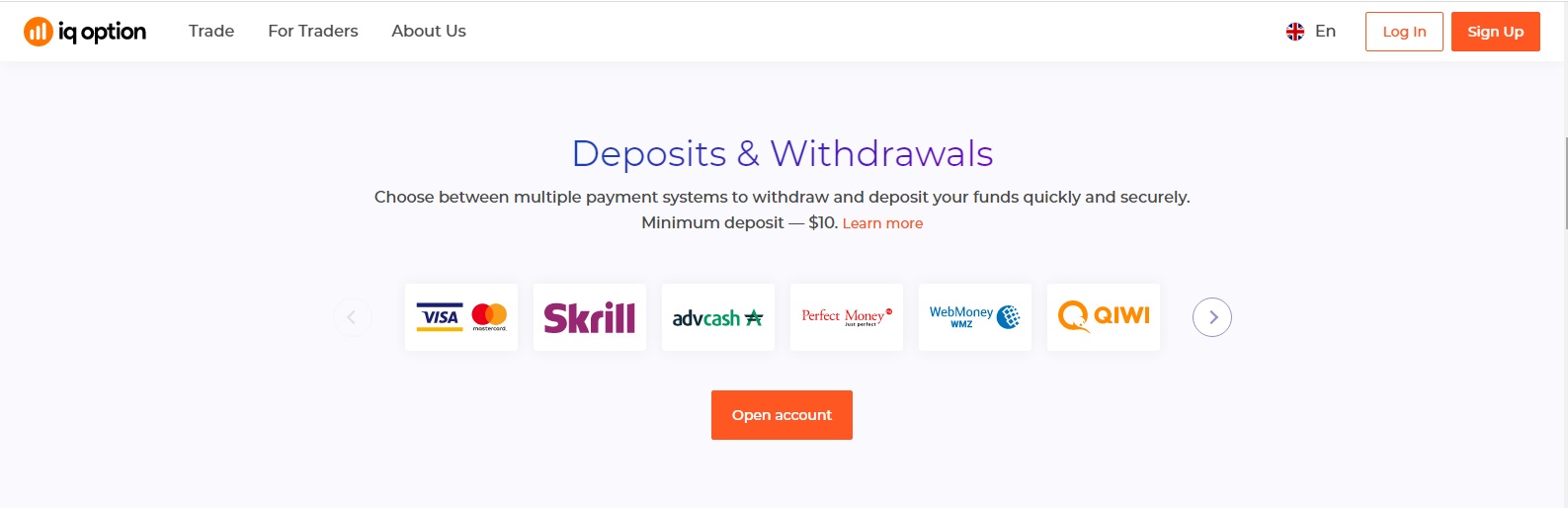 IQ Option Reviews – Deposits and Withdrawals