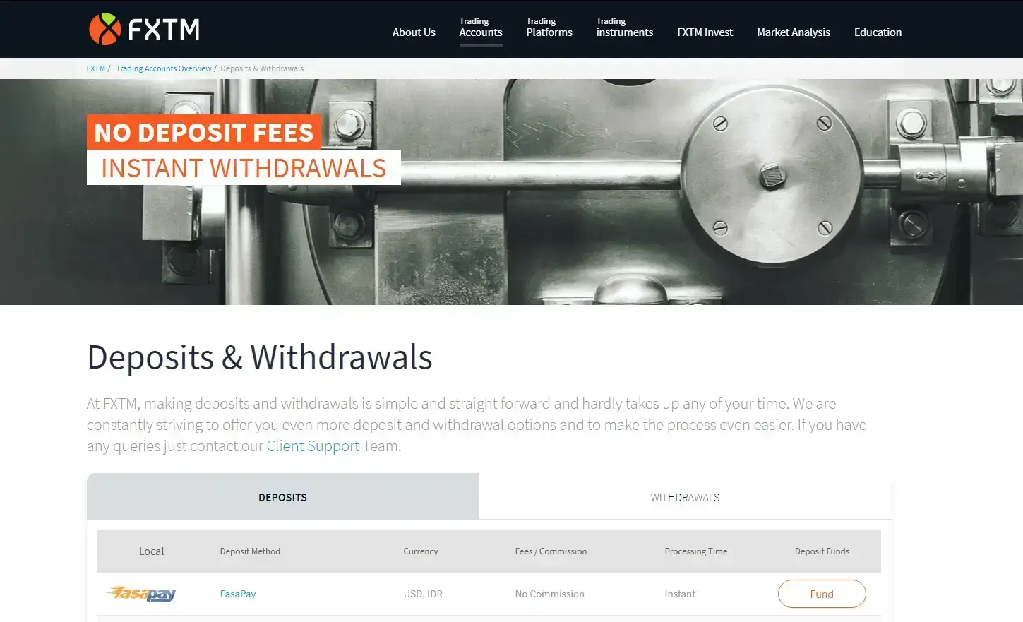 FXTM Deposits/Withdrawals