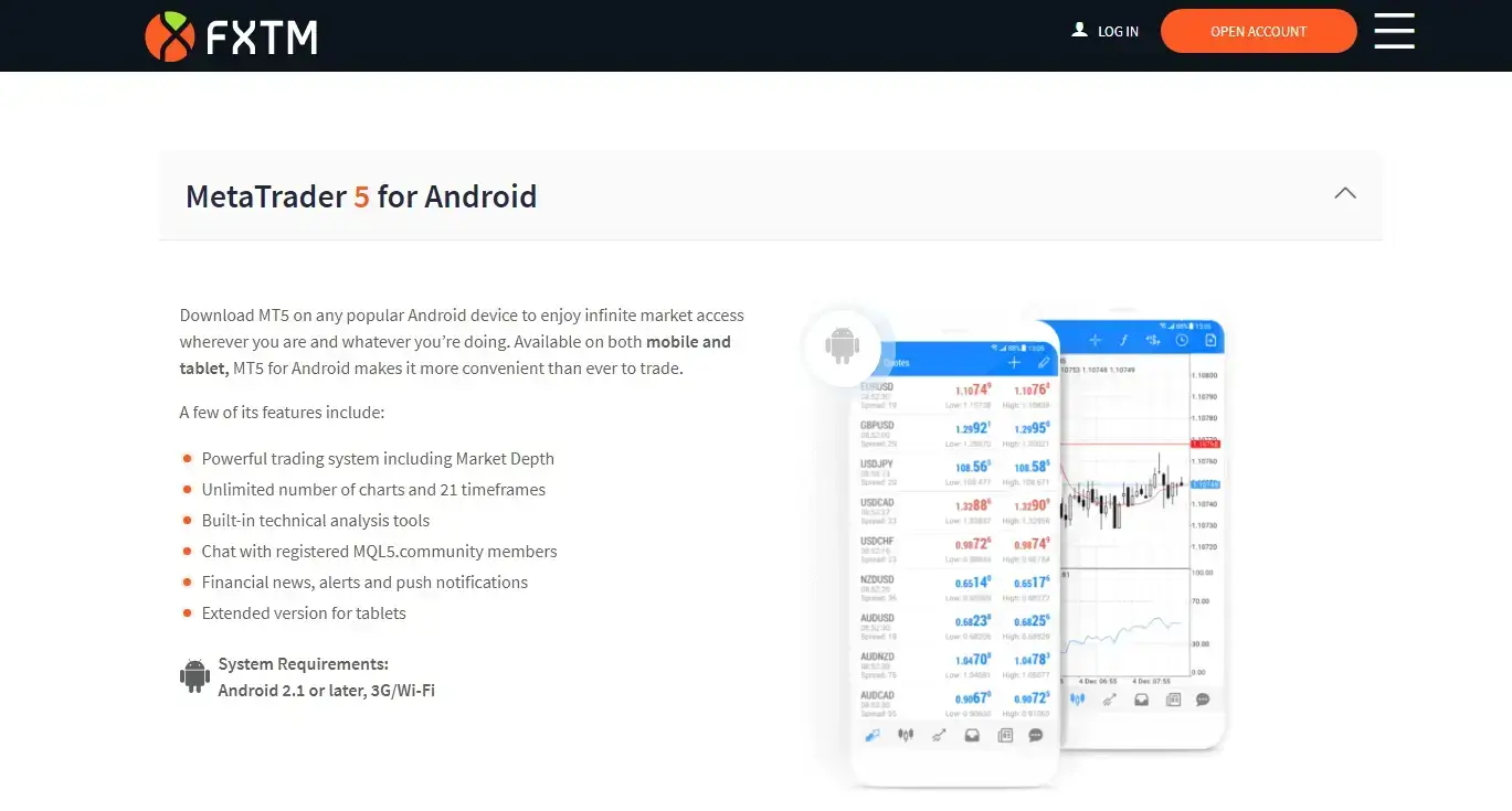 FXTM MT5 for Android