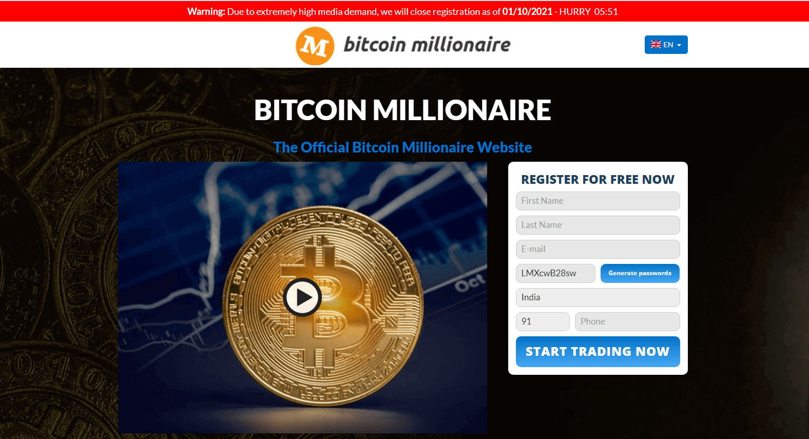 Bitcoin Millionaire Interface