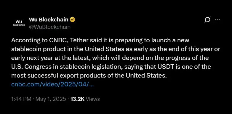 Tether to launch new stablecoin product