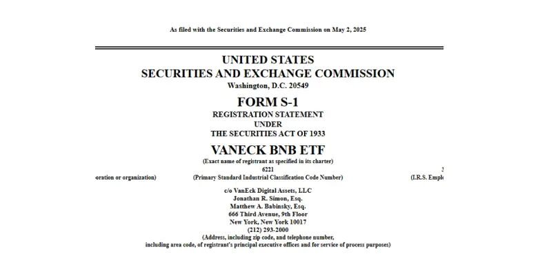 VanEck files for BNB ETF with the SEC