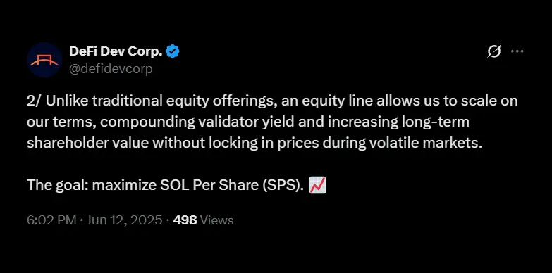 Flexible equity line fuels growth, maximizing SOL per share and long-term value