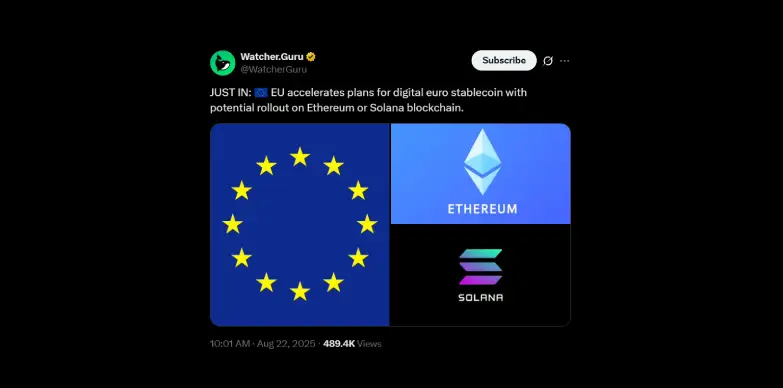 ECB plans on launching its digital euro on public blockchain