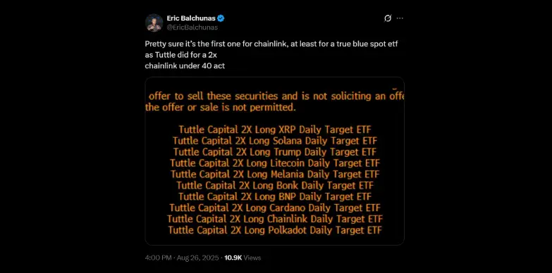 Eric Balchunas highlights how this is the first true spot Chainlink ETF