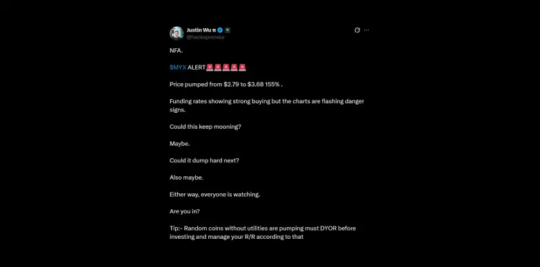 Justin Wu warns users