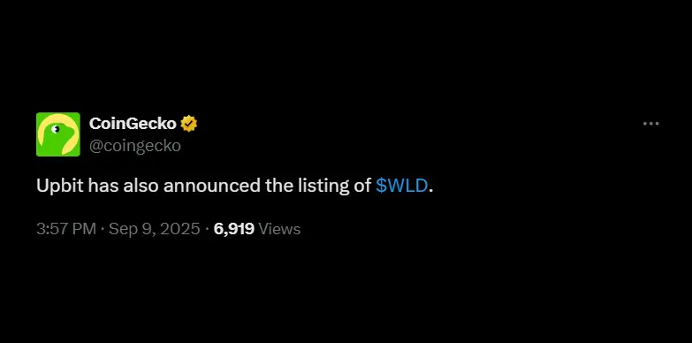 Upbit Lists Worldcoin $WLD as Price Soars 70% on Treasury News 2 Upbit will also be listing Worldcoin token $WLD