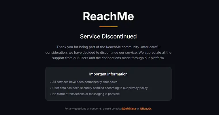 BNB Chain's ReachMe Permanently Shut Down