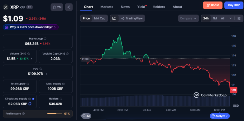 XRP 24-hours chart XRP 24-hours chart